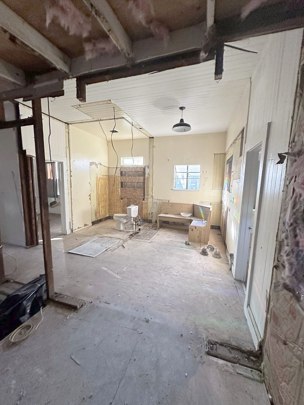 The ceiling opened to the rafters over the old kitchen