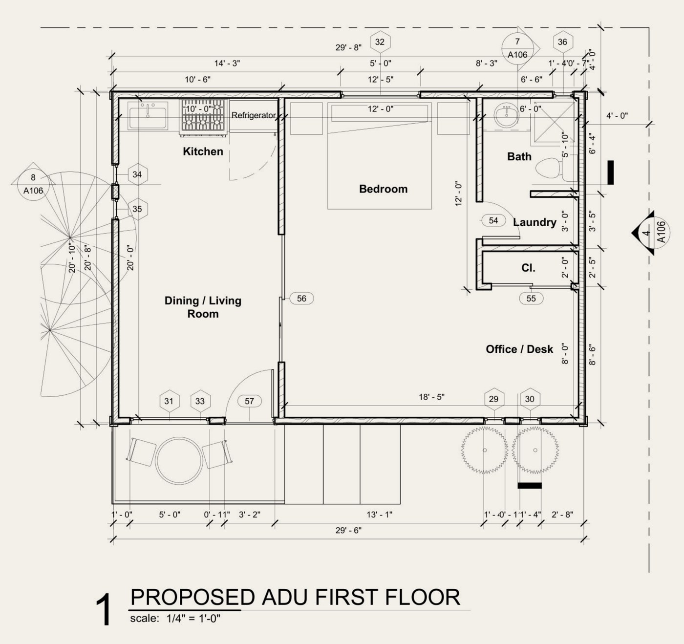 Floor plan of the proposed ADU