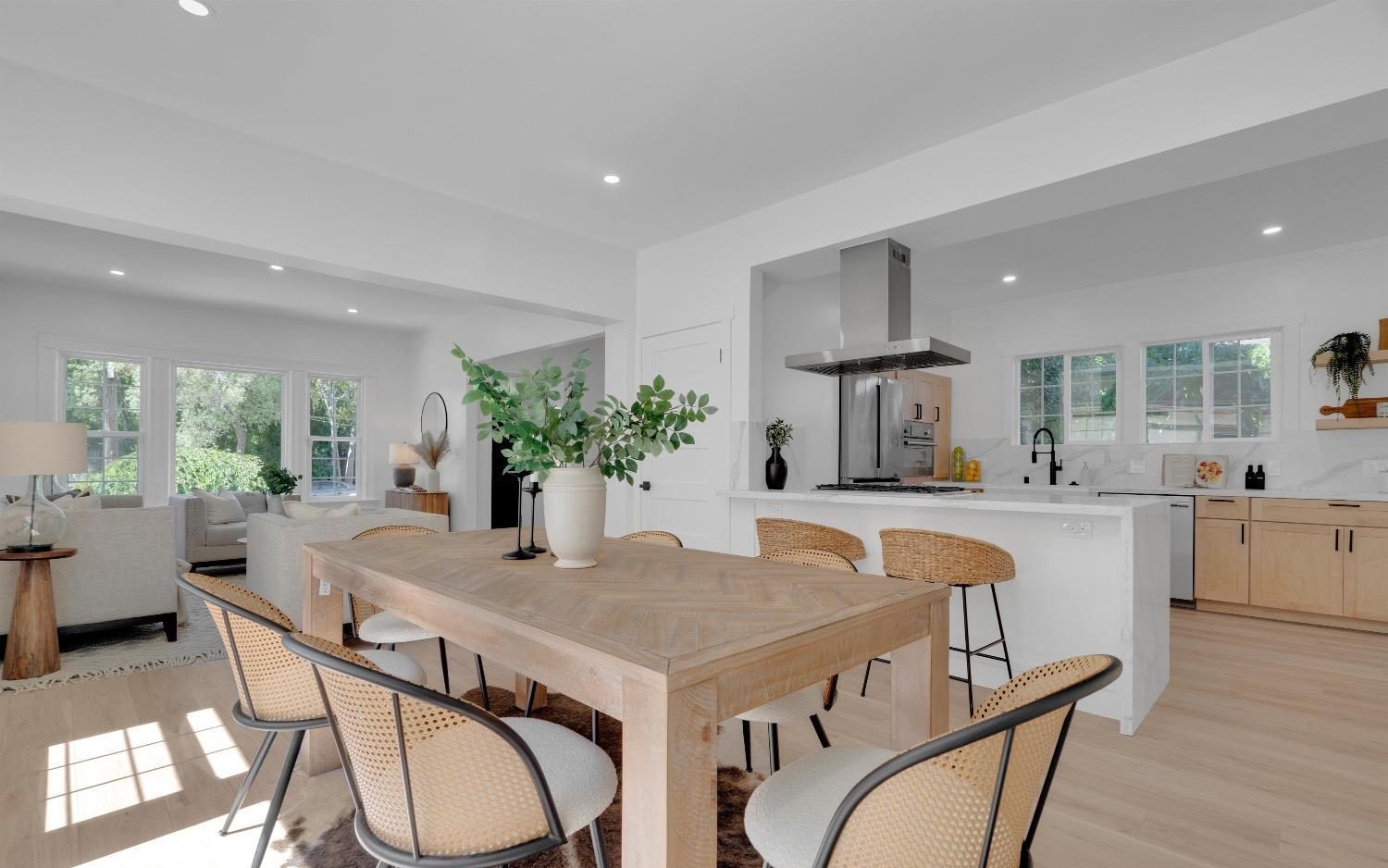 The dining area off the new kitchen