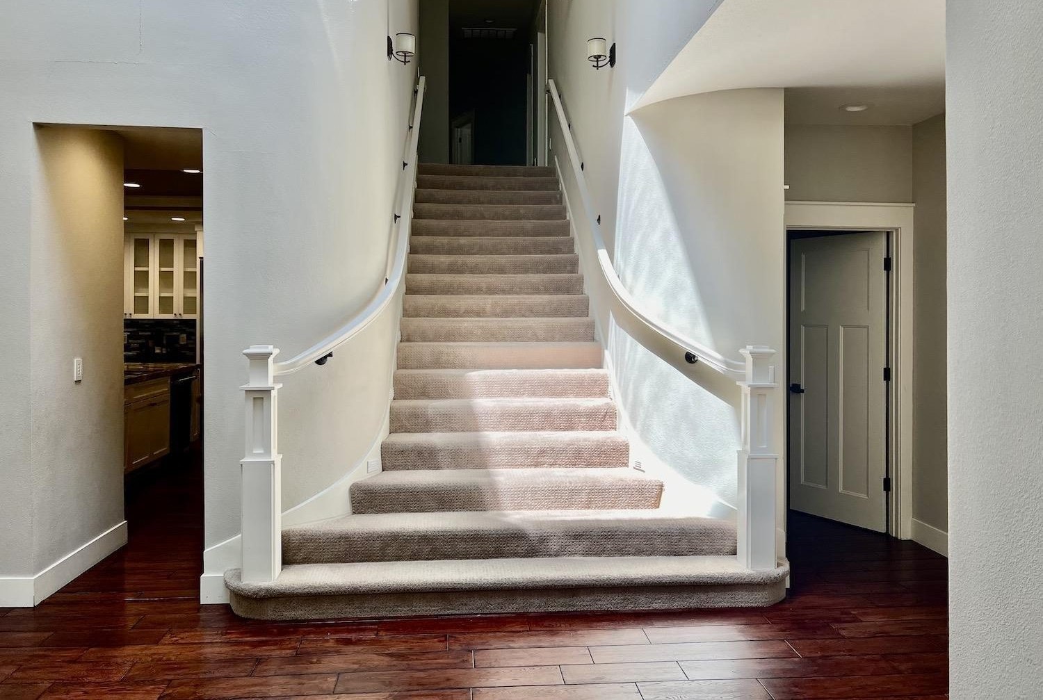 The main stair before, carpeted