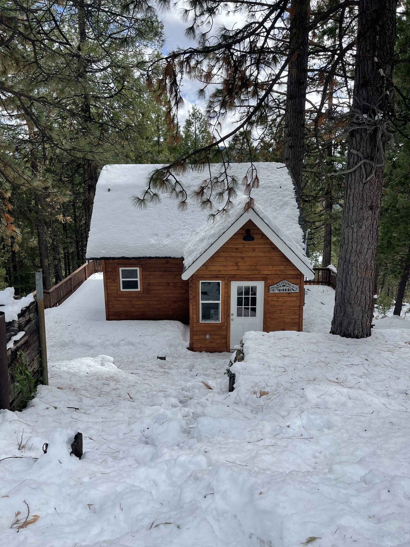 The cabin in snow before the renovation